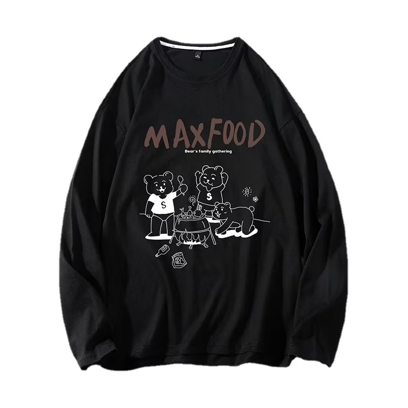 Áo Thun Tay Dài Dáng Rộng In Họa Tiết Gấu Hoạt Hình Thoải Mái Thời Trang Cho Nam Và Nữ size M-5XL