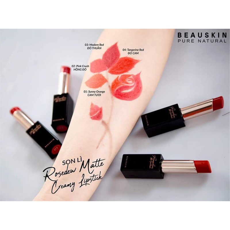 Son lì màu Hồng đỏ Beauskin Rosedew Matte Creamy Lipstick 02 3.5g