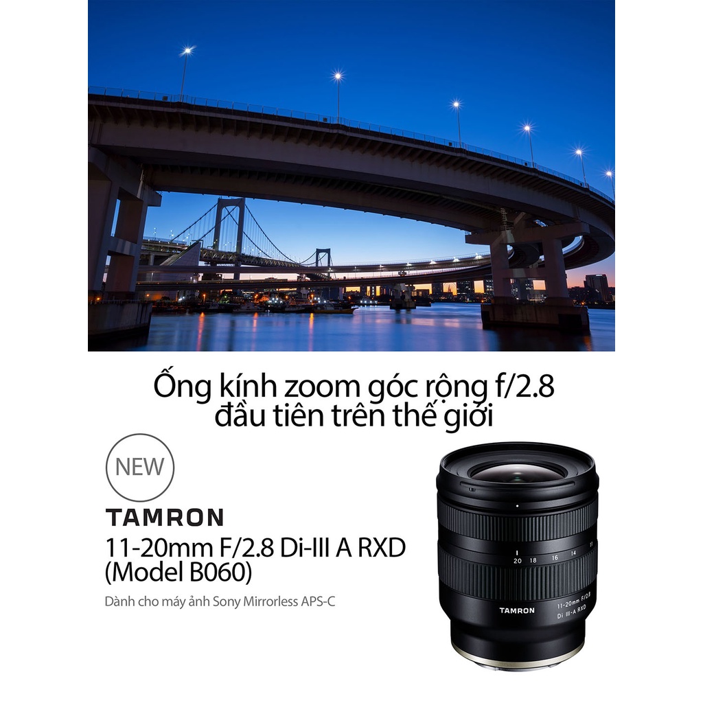 Tamron 11-20mm F/2.8 Di III-A RXD SONY FE HÀNG CHÍNH HÃNG BẢO HÀNH 24 THÁNG.