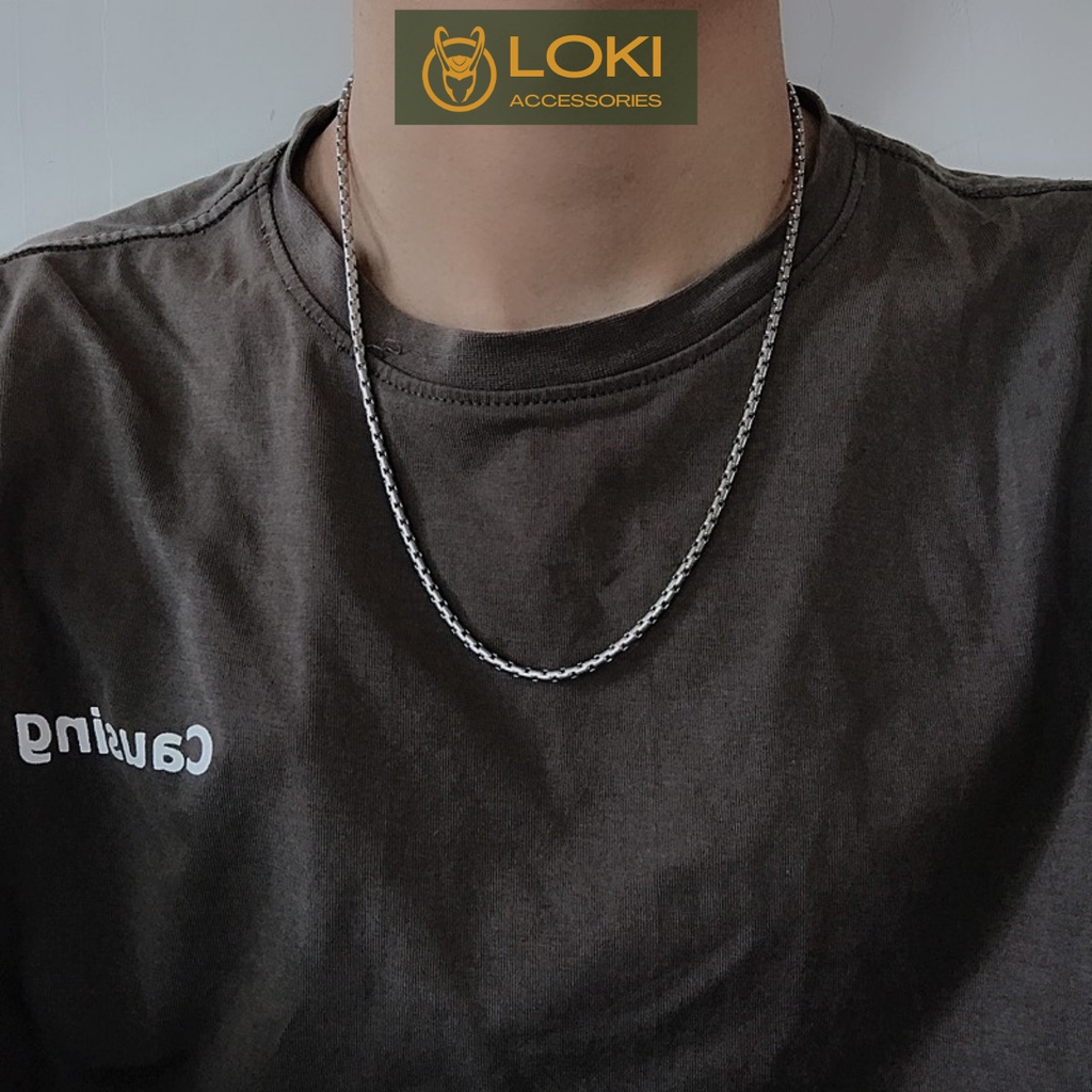 Vòng Thời Trang Dây Chuyền Trơn Basic Unisex Màu Bạc Cho Nam Nữ LOKI Accessories Chất Liệu Inox Không Gỉ