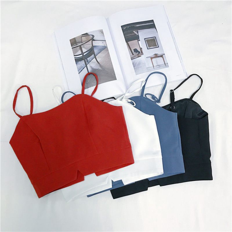 FREESHIP ĐƠN 99K_ Crop top hai dây gợi cảm màu trơn phong cách mùa hè | BigBuy360 - bigbuy360.vn