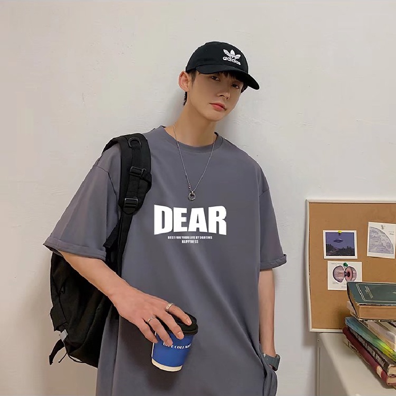 Áo Thun Tay Ngắn Dáng Rộng In Chữ Phong Cách Hàn Quốc Thời Trang Mùa Hè Cho Nam Size M-8XL