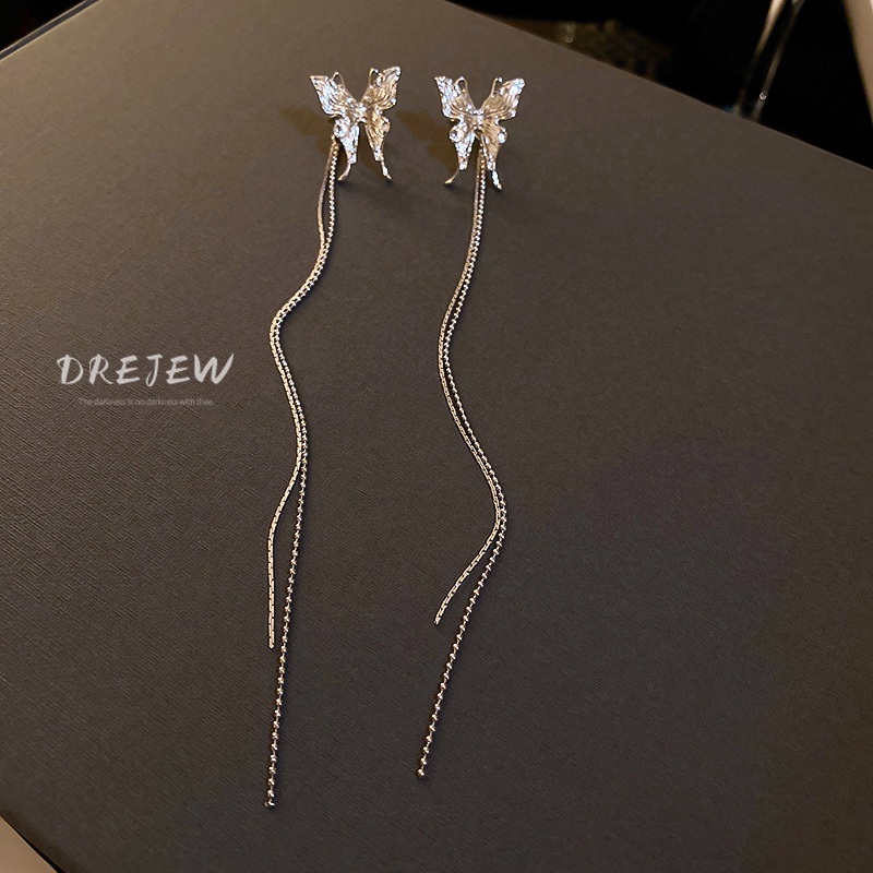 Bông tai kim loại DREJEW 3 dạng kẹp hình bướm không cần xỏ lỗ độc đáo phong cách Hàn Quốc