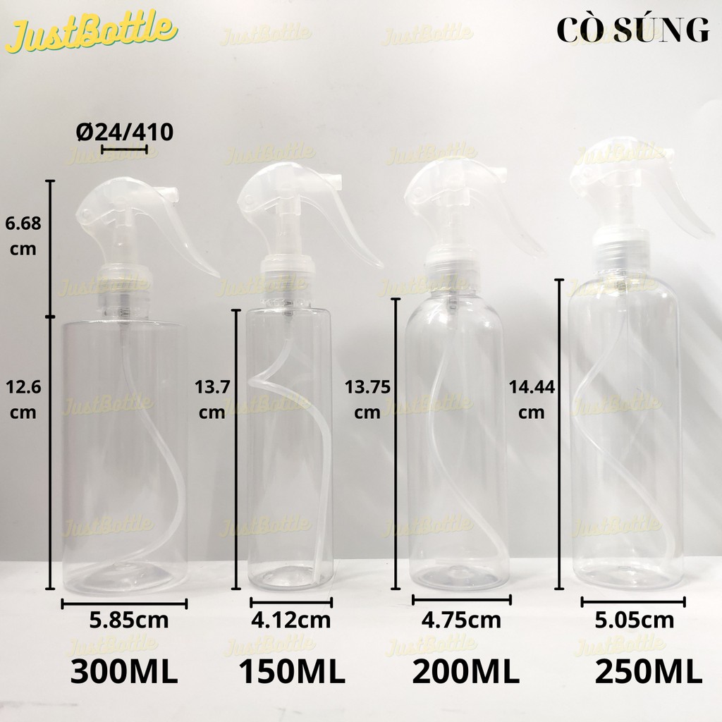 CHAI NHỰA PET TRONG 150ML 200ML 250ML 300ML CÓ VÒI NHẤN GIỌT PHUN SƯƠNG NẮP BẬT NẮP NHỌN NẮP PRESS VÒI SỮA TẮM CÒ SÚNG