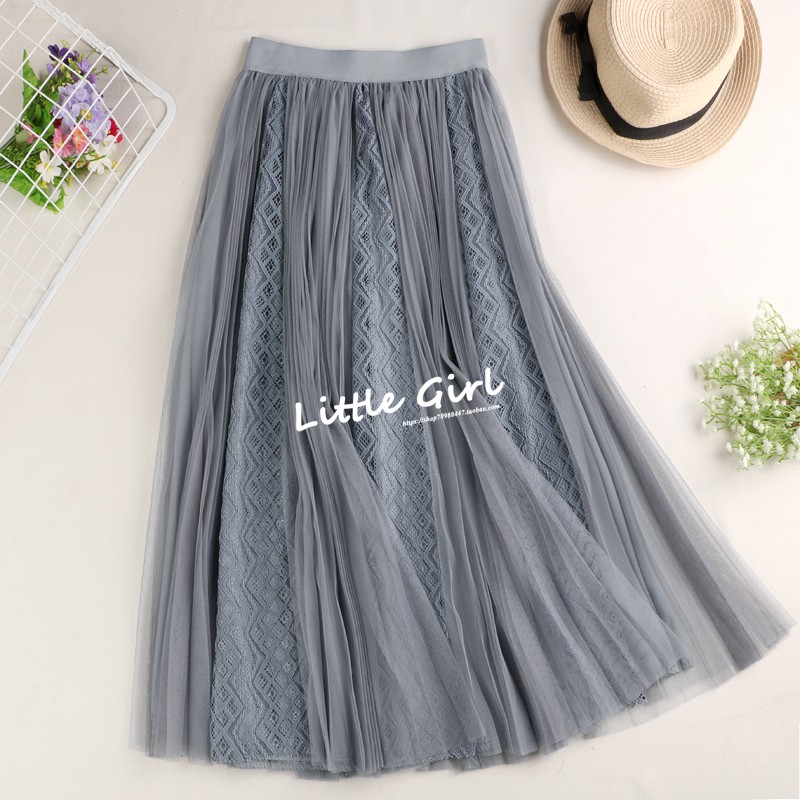 Chân váy midi xếp li pha ren -V18 | BigBuy360 - bigbuy360.vn