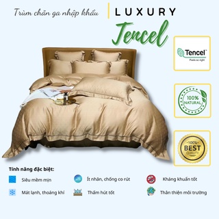 Bộ Chăn Ga Lụa Tencel 100s 4 Món 5D Vân Chìm Sang Mịn Mát Mẫu Mới Nhất