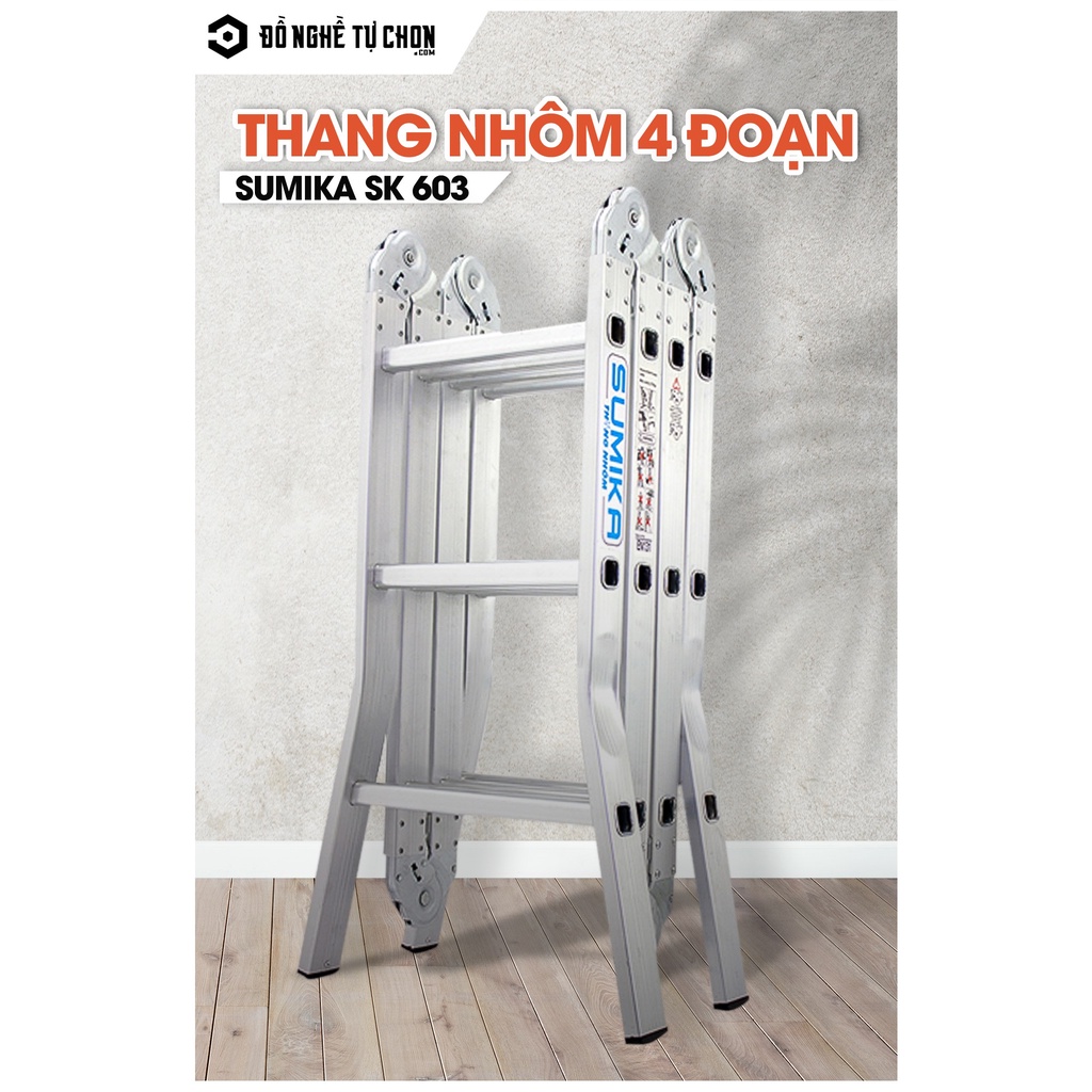 Thang nhôm gấp 4 đoạn Sumika SK603