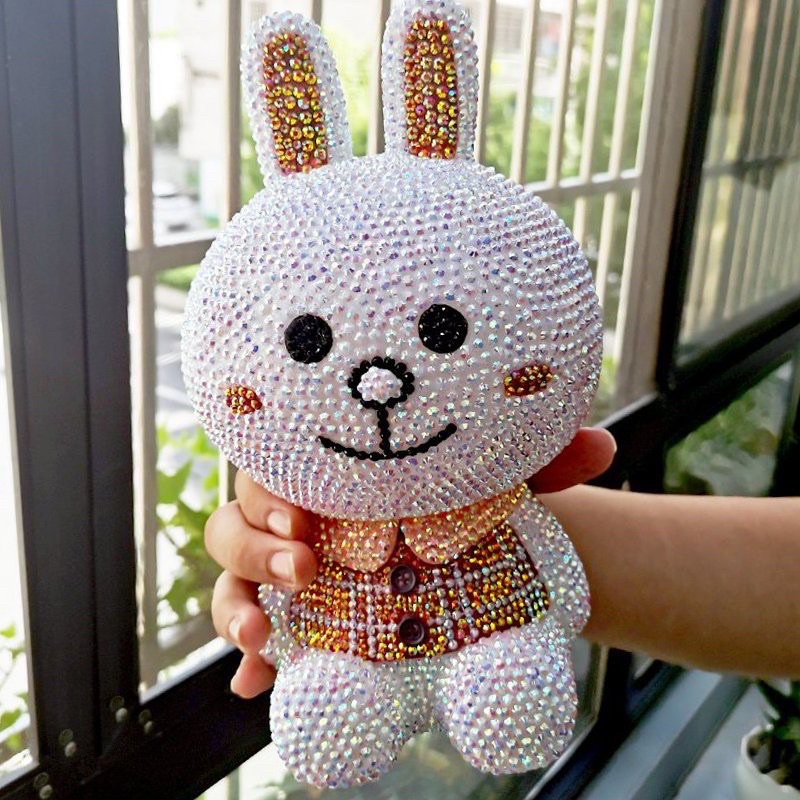 Gấu nâu, Thỏ trắng đính đá handmade thời thượng
