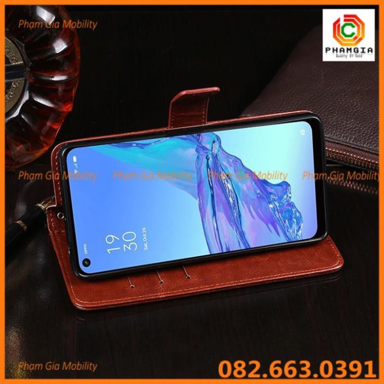 Bao Da nắp gập (ốp lưng có nắp) Oppo A53 (2020) có ngăn đựng thẻ, chất da đẹp