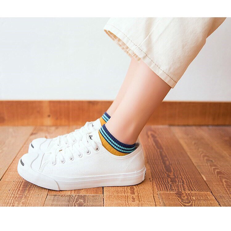 SET TẤT NGẮN CÔ NAM VỚ NGẮN CỔ NỮ BASIC THOẢNG KHÍ MỎNG NHẸ CỔ VIỀN VINTAGE