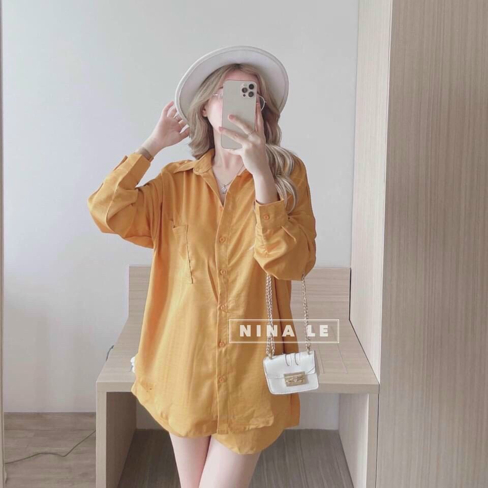 Sét bộ áo sơ mi tay dài phối quần đùi chất liệu tuyết nhung phù hợp cho mọi phong cách