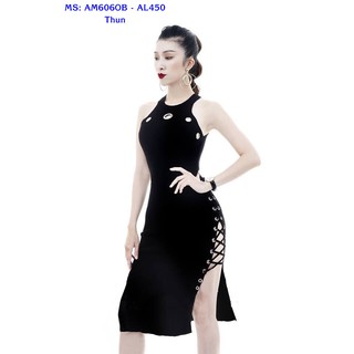 Đầm body sát nách thiết kế khoen đan dây