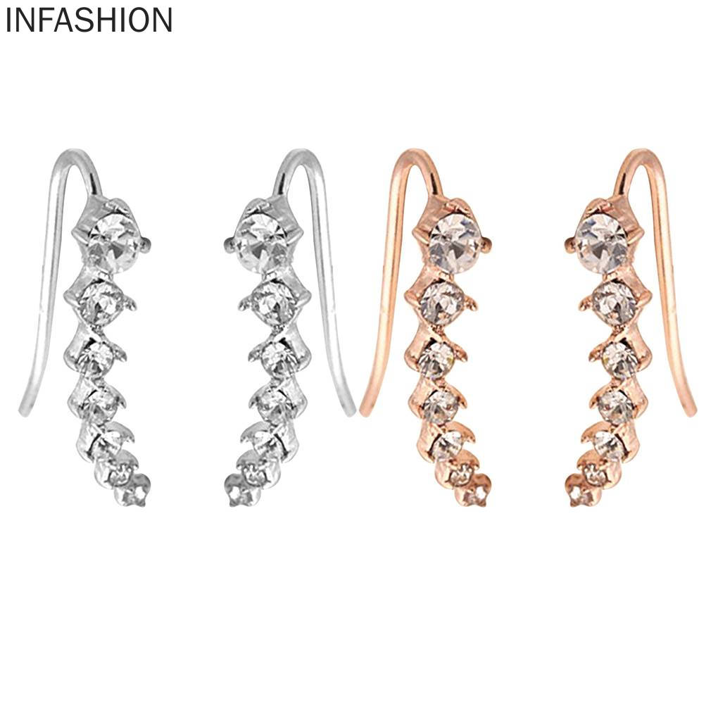 Khuyên kẹp vành tai đính 7 hạt đá thời trang cho nữ