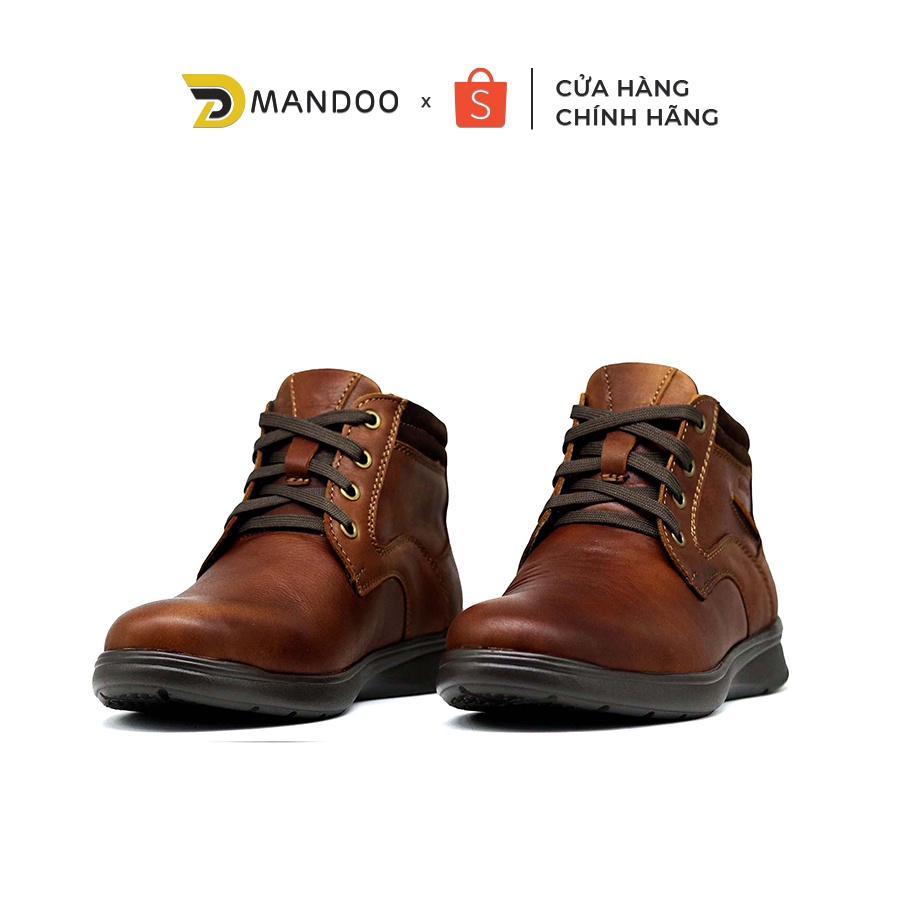 Giày Boot Nam Cổ Lửng Tăng Chiều Cao Mandoo Da Bò Thật NB3 Màu Đen - Nâu