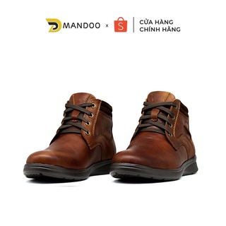 Giày boot nam cổ lửng tăng chiều cao mandoo da bò thật nb3 màu đen - nâu
