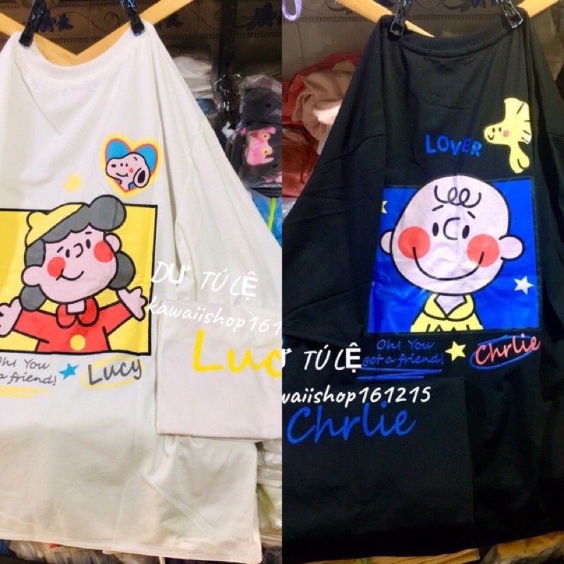 Áo thun nữ tay lỡ lucy charlie 2 màu unisex oversize tay lỡ form rộng cotton DƯ TÚ LỆ | BigBuy360 - bigbuy360.vn