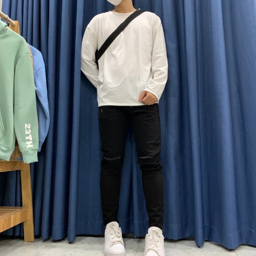 Áo thun dài tay nam nữ form rộng Unisex 23TH cổ tròn màu trắng đen be xanh áo thu đông tay dài trơn phong cách Hàn Quốc.