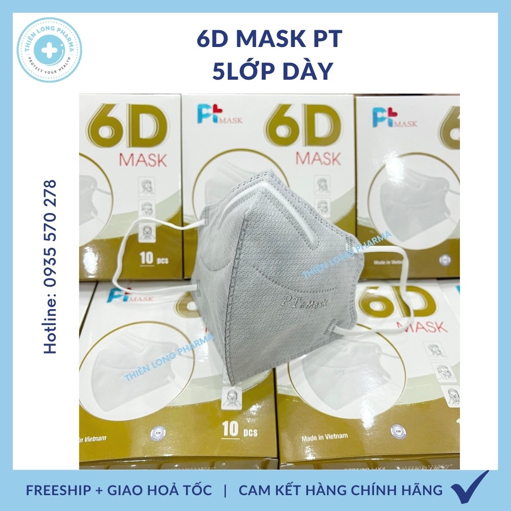 Khẩu trang 6D MASK PT chính hãng, kháng khuẩn chống bụi siêu mịn