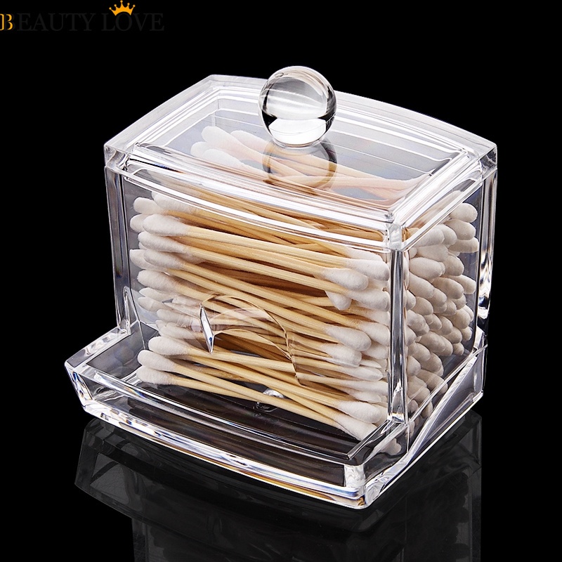 Hộp Đựng Tăm Bông / Mỹ Phẩm / Bông Tẩy Trang Bằng Acrylic Trong Suốt Sáng Tạo