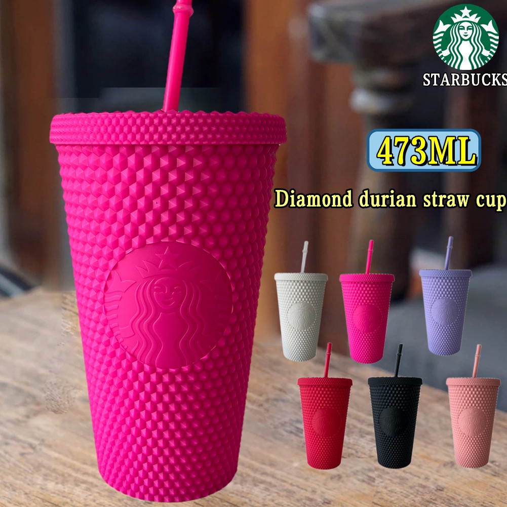 473Ml/16Oz Sầu Riêng Kim Cương Rực Rỡ Ống Hút Cốc Nhựa 2 Lớp Cà Phê Uống Cốc