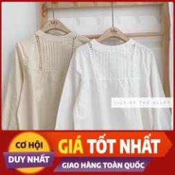 Áo Sơ Mi Cổ Tròn Dáng Xòe Tay Ren Ngắn Bèo Ngực Chữ U Họa Tiết Ren Thêu Hoa Nhí kèm video+ảnh thật aosomiredep