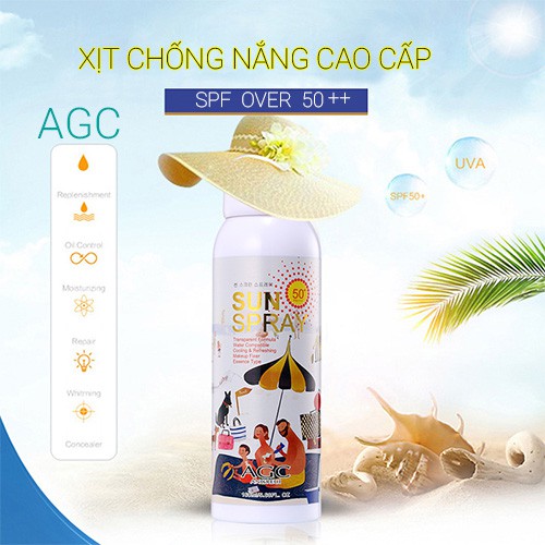 [Rẻ vô địch] - Xịt Chống Nắng- Xịt Che Khuyết Điểm Dưỡng Trắng Da Cao Cấp AGC SPF 50++