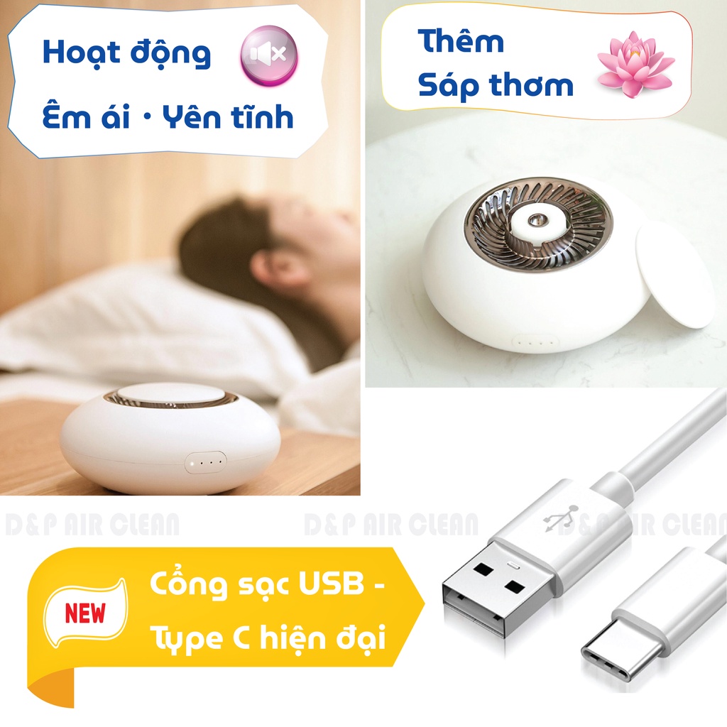 Máy Lọc Không Khí, Khử Trùng Khử Mùi Bếp Nhà Vệ Sinh Thú Cưng, Lọc Khói Thuốc, 4 Chế Độ, Có Sáp Thơm, Bảo Hành 24 Tháng