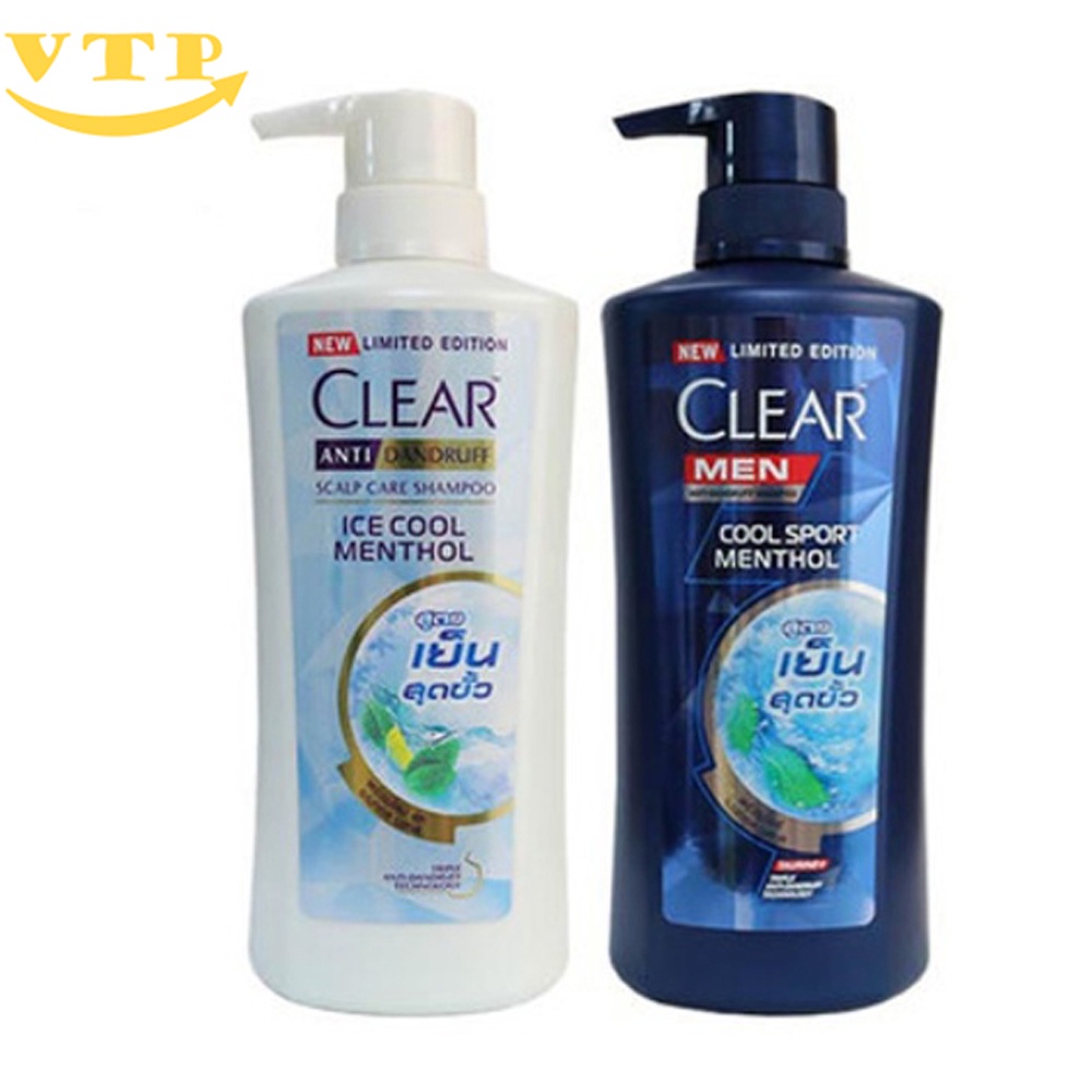 Combo 2 Chai Dầu Gội Clear Bạc Hà 480ml Clear Men 450ml