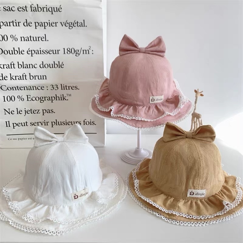 Mũ Vành Bèo đính nơ tiểu thư cho bé gái 1-3 tuổi Siêu Dễ Thương