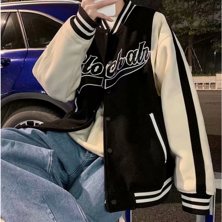Áo Khoác Bóng Chày Nam Màu Sắc Retro Thời Trang Hàn Quốc
