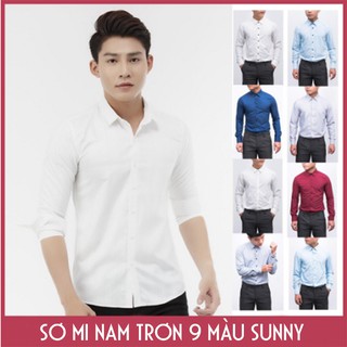 Áo sơ mi nam trơn dài tay ,áo sơ mi nam hàn quốc vải lụa thái chống nhăn cao cấp