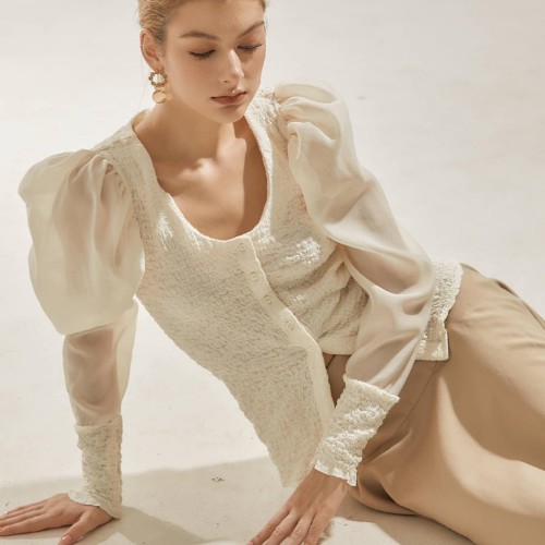 [AT MODA DE LITA] Áo phối voan dài tay