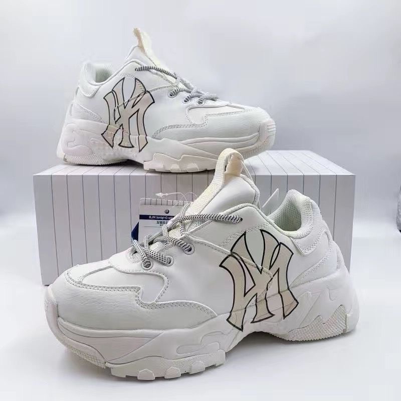 Giày snaeker MLB ny chữ vàng Hot trend nam nữ, Giày thể thao MLB ny độn đế tăng chiều cao dùng đi học,chạy bộ