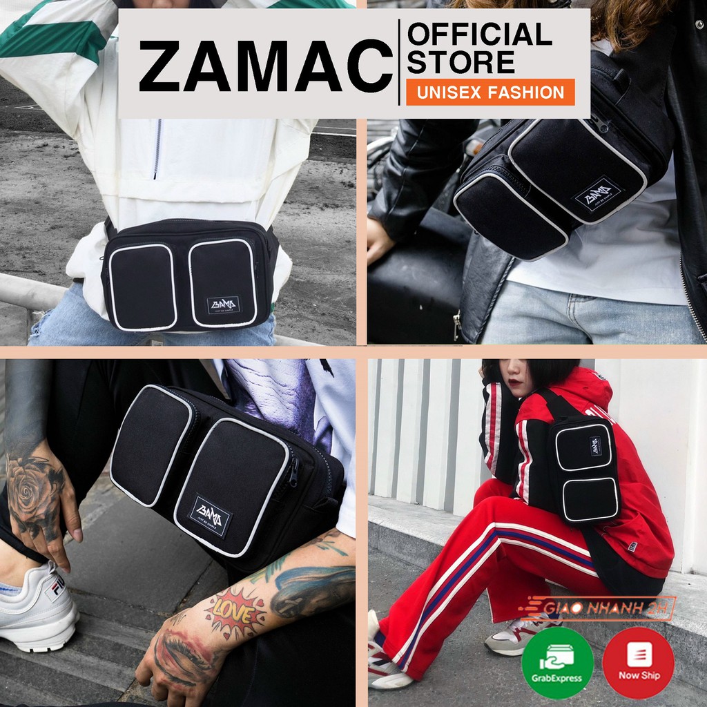 Túi đeo chéo Bama phản quang cao cấp ZAMAC túi đeo hông phong cách unisex ZT6