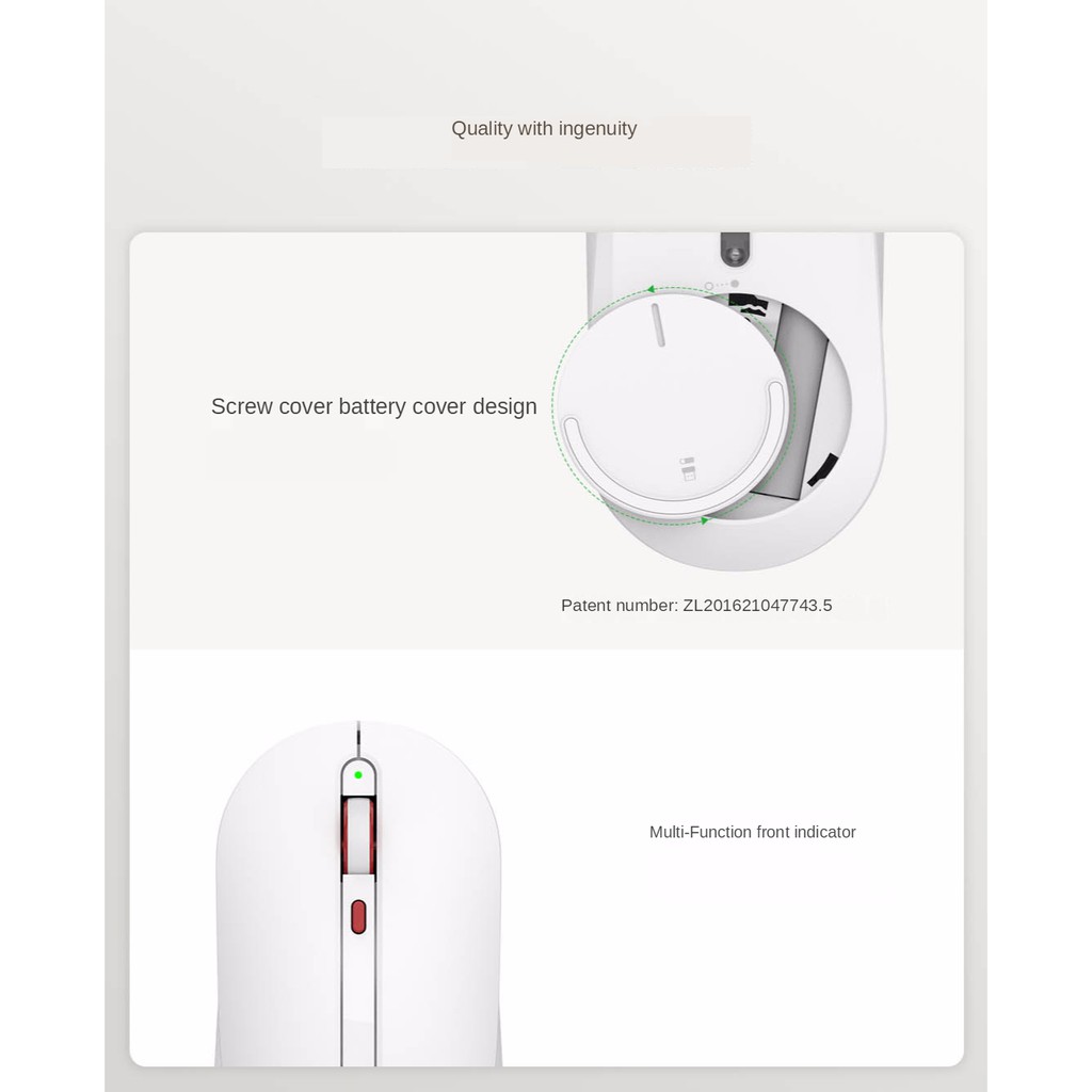 Chuột Không Dây xiaomi miiiw Không Ồn Hai Màu Trắng Đen Có Thể Điều Chỉnh