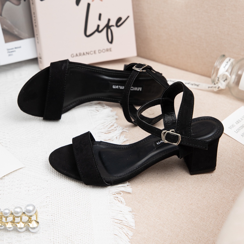 Giày MWC 3965 - Giày Cao Gót 5cm , Giày Sandal Quai Ngang Đế Vuông
