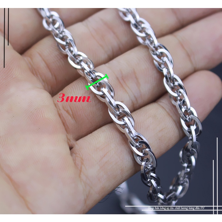 Sỉ dây chuyền inox kiểu 3 lồng xoắn 3mm đẹp, không đen, hợp thời trang