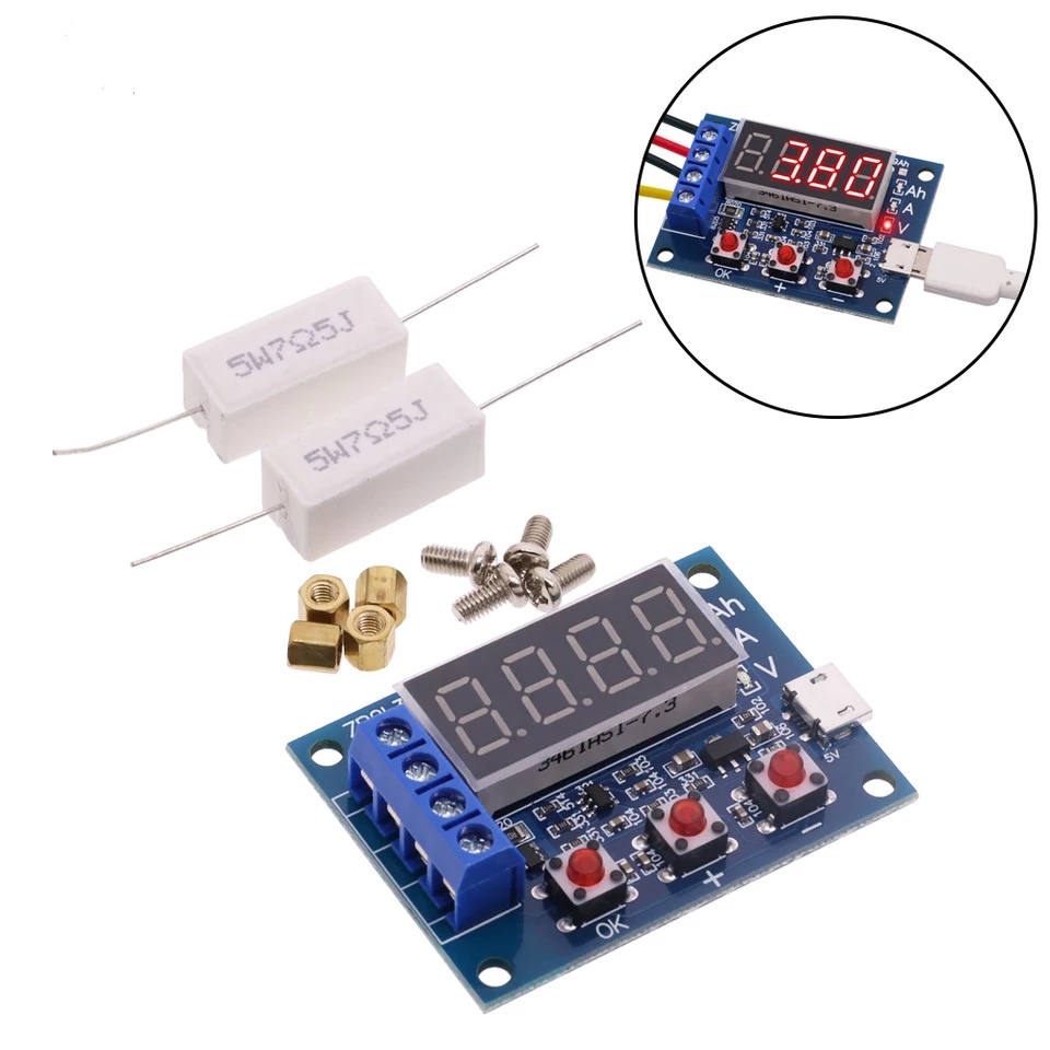 Mạch đo dung lượng pin 18650 loại xả tải bên ngoài ZB2L3 kèm 2 trở