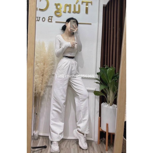 set thể thao ống suông phối chữ cá tính