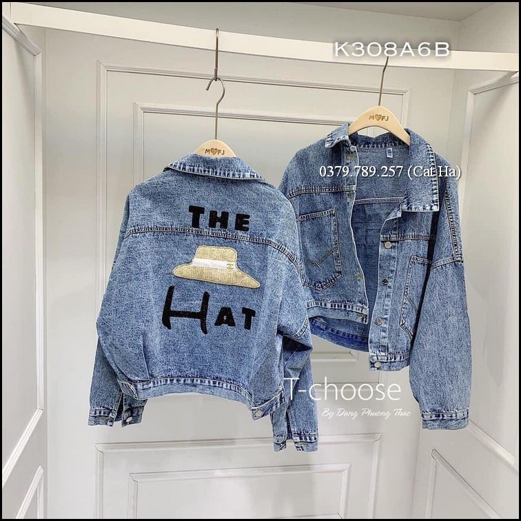 Aó khoác jean nữ xám xanh form dưới 58Kg The Hat BB09