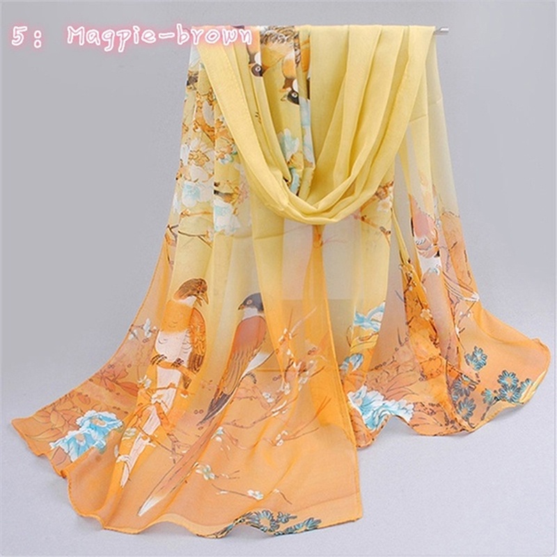 Khăn Choàng Cổ chiffon In Họa Tiết Hoa Thời Trang Mùa Thu Cho Nữ