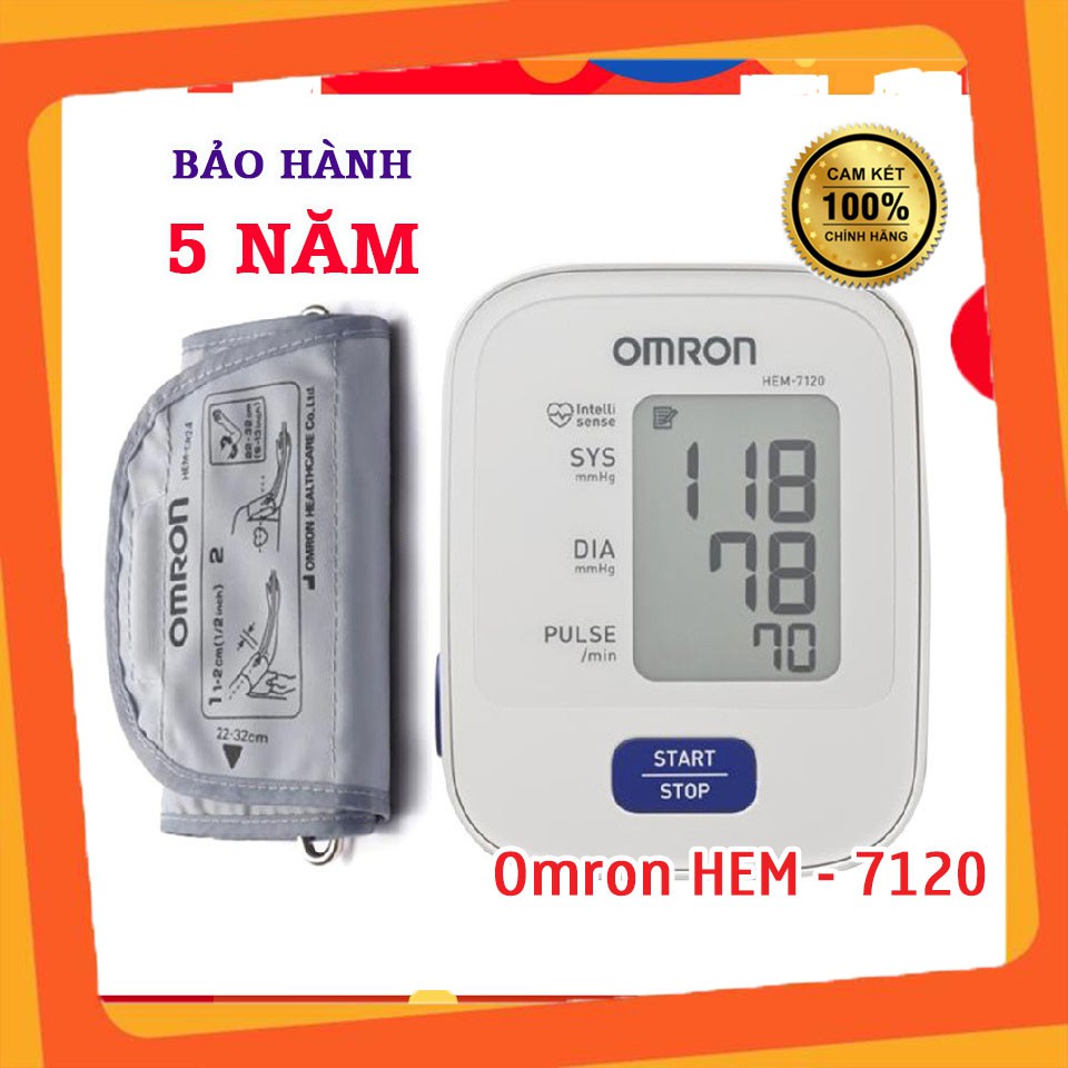 🆘 [Mới] Máy Đo Huyết Áp Bắp Tay Omron Hem-7120 Tự Động, Thiết Kế Nhỏ Gọn, Kết Quả Chính Xác (Bảo Hành Chính Hãng 5 Năm)