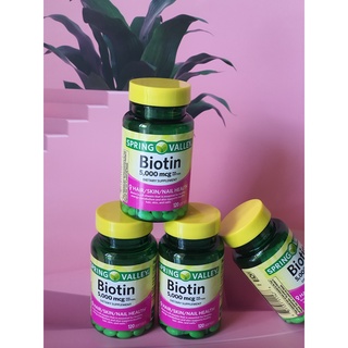 Viên uống biotin 5000 mcg spring valley hỗ trợ mọc tóc,móng 120 viên