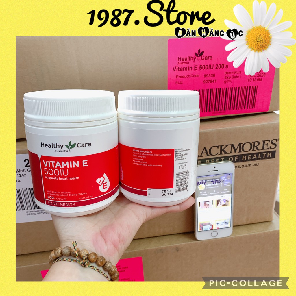 (Date 2023) Viên uống Healthy Care Vitamin E 500IU 200 viên hỗ trợ chống lão hóa da 500 IU