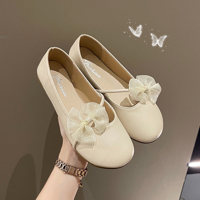 Giày Búp Bê Đế Mềm Đính Nơ Xinh Xắn Thời Trang Mùa Thu Cho Nữ Size 35-40
