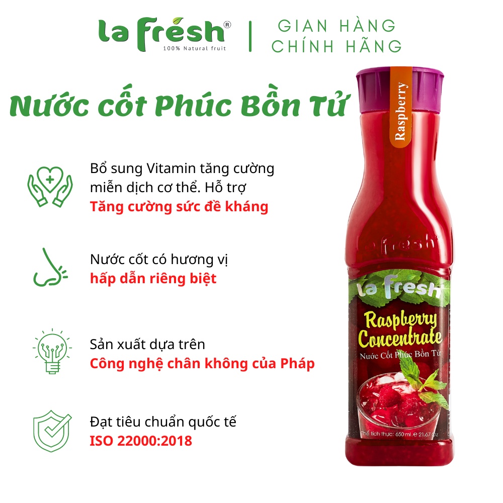 Nước cốt phúc bồn tử Lafresh Đà Lạt 650ml