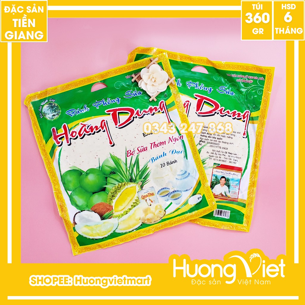 Bánh tráng sữa Hoàng Dung mè 360g, bánh phồng sữa miền tây