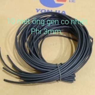 10 mét ống gen co nhiệt phi 3mm màu đen.