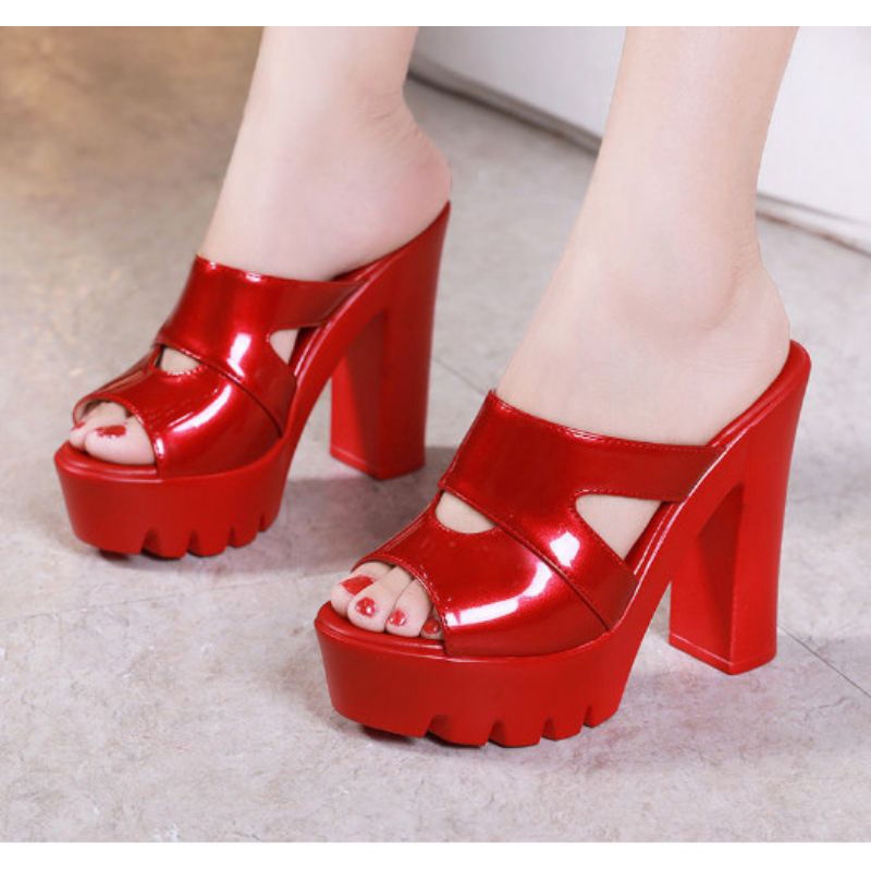 Dép cao gót khuyết eo 9f