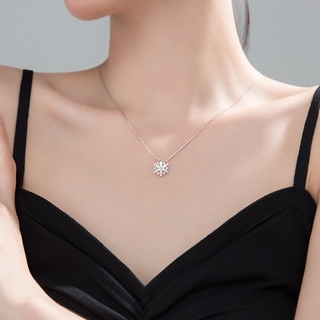 Vòng cổ bạc 925 hình hoa tuyết đính đá hợp thời trang cho nữ